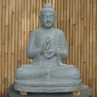 Seated Buddha, position "Dharmachakra", 100cm high riverstone grey 
